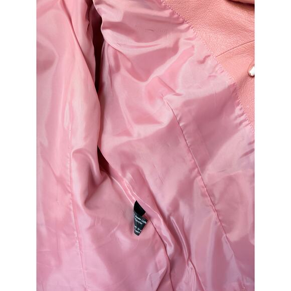 Vintage Leather USA Pink Biker Zip Up 100% Genuine Leather Jacket- Size XL - Picture 12 of 12